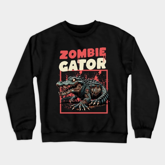 Zombie Gator funny Crewneck Sweatshirt by woormle